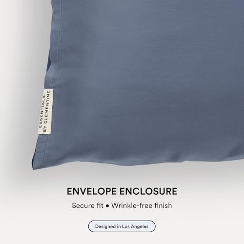 Image of Clementine Sleepwear Essentials Organic Queen Size Pillowcase Blue Lagoon | Two-Tone Bamboo and Silver Ion Silk for Acne-Prone Skin, Anti-Aging, and Hydrated Hair and Skin