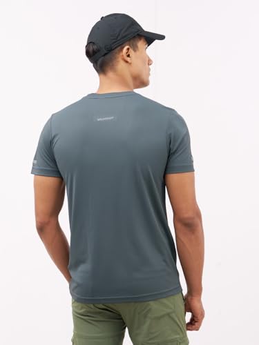 Image of Active Crew Neck Solid T-Shirt -Navy Blue