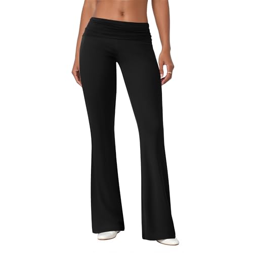 COPYLEAF Flare Leggings for Women Fold Over Yoga Pants...