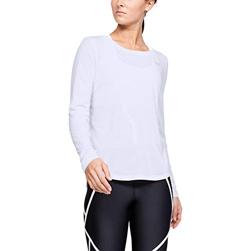 Under Armour Women's Whisperlight Mesh Long-sleeve Shirt, White (100)/Metallic Silver, XX-Large