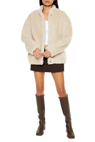 Forever 21 Women's Faux Shearling Bomber Jacket2