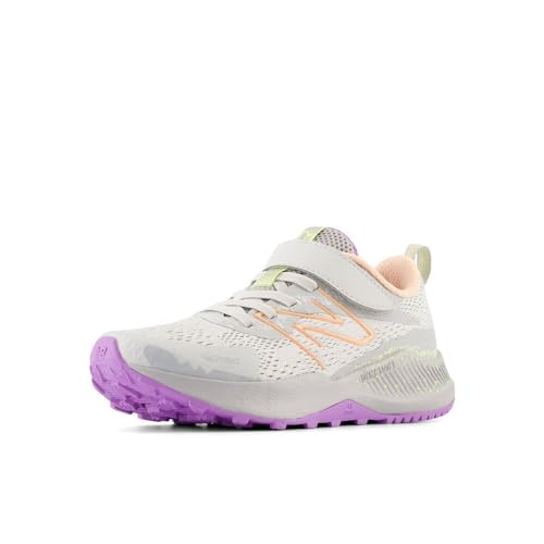 New Balance DynaSoft Nitrel V5 Bungee Lace Running Shoe, Grey Matter/Guava Ice/Purple Fade, 2.5 Wide US Unisex Little_Kid -  PANTRLC5