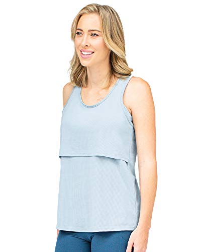Kindred Bravely Breathable Keyhole Athletic Maternity & Nursing Tank Top (Medium, Ice Blue) #TOP3