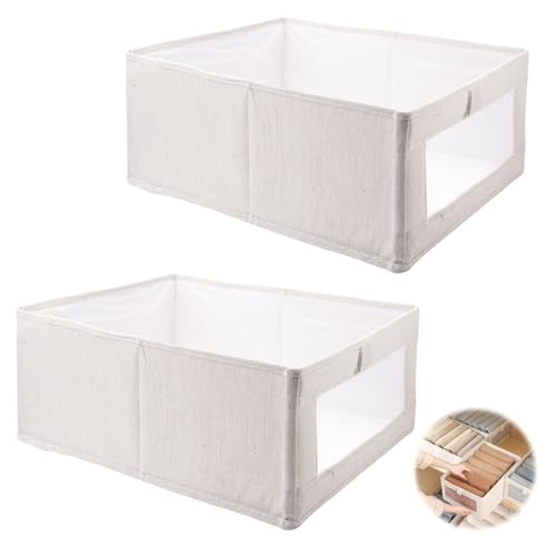 Rairsky Lot de 2 boîtes de rangement pliables 41 x 28 x 17 cm, en tissu, gris, pour vêtements, livres, etc