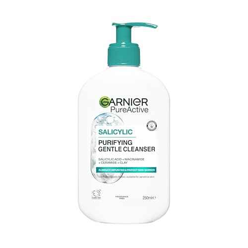 Garnier Pure Active Salicylic Purifying Gentle Face Cleanser Enriched With Salicylic Acid Niacinamide Ceramides & Clay Fragrance Free Sulphate Free Formula Suitable For Sensitive Skin 250ml