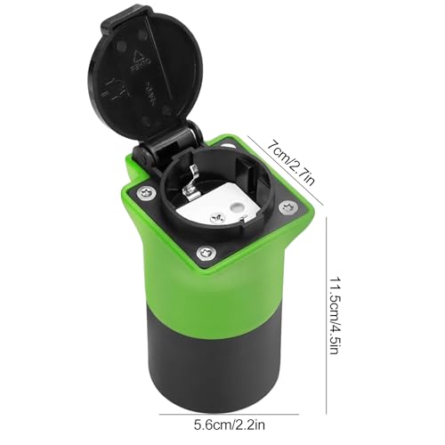 VOBOR Adapter V2L für EV,Adapter Typ 2 auf Schuko, 3.5KW 16A 220V Adapter von Fahrzeug zu Last,mit MG4, MG5, MG ZS,Wasser und staubdicht(Green)