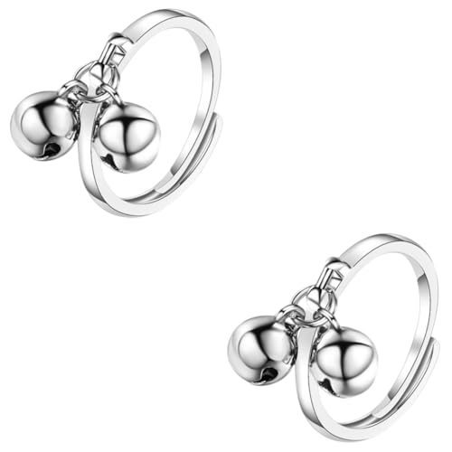 WHZHDMA Double Cute Open Finger Bell Adjustable Ring Copper