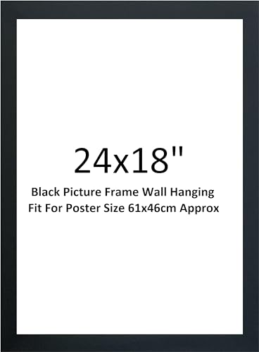 DECORO Black Photo Frame - 24X18 Matt Black Picture Frames - Modern Wooden Photo Frame with Shatterproof Perspex for Wall or Tabletop - Perfect for Posters Certificates and Prints