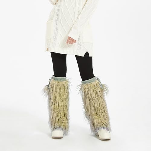 Image of Fur Leg Warmers Furry Faux Fur Winter Leggings Boot Cuffs Toppers for Women