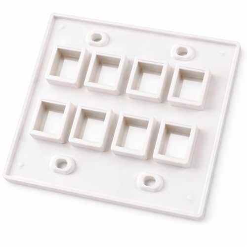 Placa de pared Keystone de 8 puertos DIYTECH con soporte de 2 bandas para red y cable coaxial 5