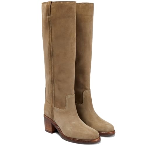 YIYA Women's Suede Knee High Boots Round Toe Chunky Block Heel Tall Boots Fall Winter Pull On Long Boots2