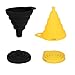 Deiss Pro Entonnoirs Pliables en Silicone - Mini Entonnoirs Alimentaire Arrondi et Carré - Noir et Jaune - pour thé, sel, Sucre, Poivre, Farine, Huile, sauces - Lavable au Lave-Vaisselle - 2 Pièces