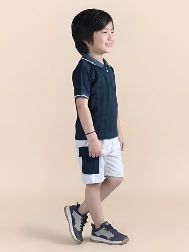Image of POLKA TOTS 100% Pure Cotton T-Shirt and Shorts Combo For Boys | Summer Dress & Beach Wear for Boys and Toddlers | Breathable Premium Fabric Co-Ord Set Kids | Relaxed Fit Casual Summer Outfit for Kids