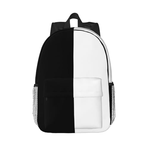 ASYG Pure Split Black and White Backpack Black White Laptop Backpack Travel Backpack Large Bags