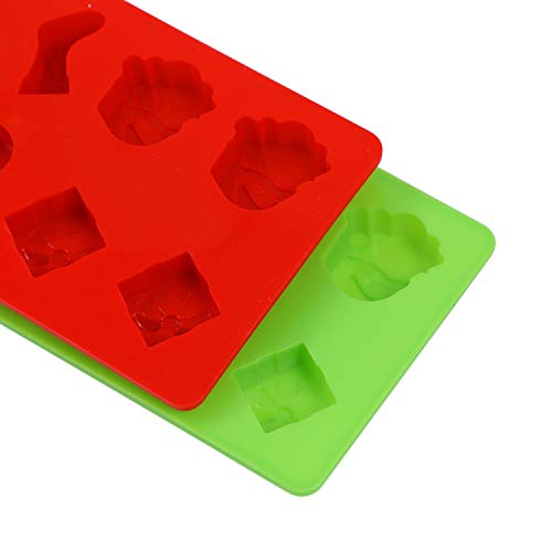 Aneco 6 Pieces Christmas Silicone Cake Chocolate Candy Molds Set Non Stick Candy Molds Cookies Baking Trays Pan With Christmas Elements Shapes For Party Decoration, 2 Colors #TOP4