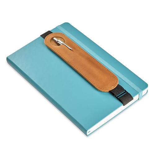 MAKYN Suporte de caneta ajustável de couro para diários, cadernos, agendas, livros, estojo para lápis (marrom vintage)