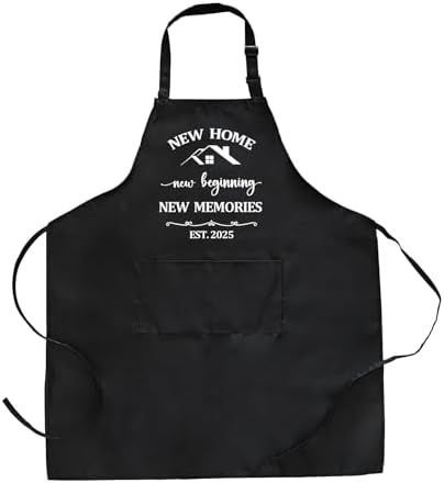 Kitchen Apron with Pockets for House Warming Gifts New Home, New Home Gift Ideas for Women Men Couple