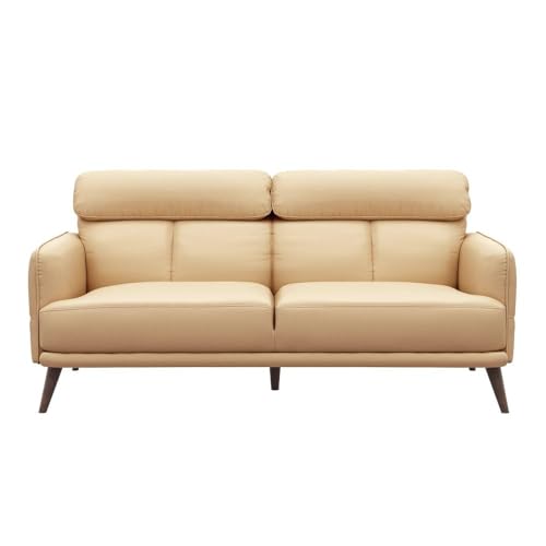 Image of Wakefit 5 Seater Sofa Set, 3+2 Seater, Ivory, Modern Style, Pine Wood & Leatherette Fabric, 5 Year Warranty