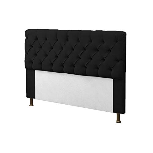 Kit Cabeceira + Calçadeira Baú Mirage Casal 140cm Suede Preto - DL Decor