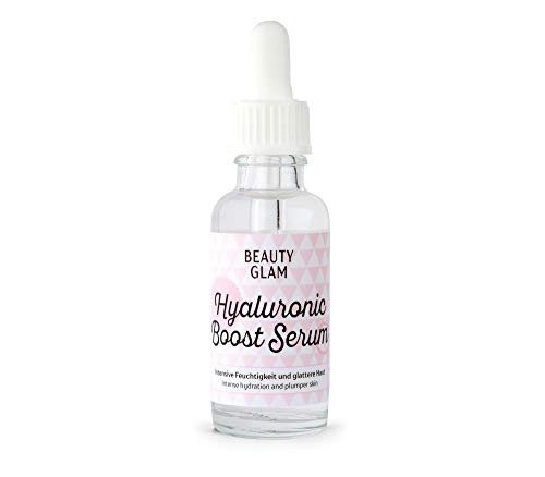 Gesichtsserum für intensive Feuchtigkeit & glattere Haut - Vegan, silikonfrei, ohne Farbstoffe & Parfum, Made in Germany, BEAUTY GLAM - Hyaluronic Boost Serum - 30 ml