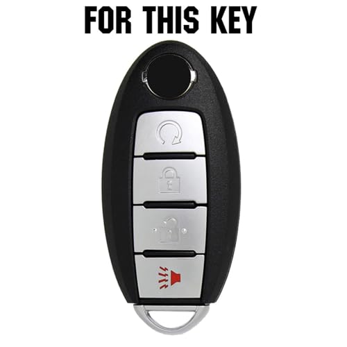 for Nissan Key Fob Cover with Key Chian 4 Button for Nissan 370Z Altima Maxima Murano Pathfinder Rogue Sentra Versa Titan GT-R Leaf Case Fob Shell Cover for Nissan Black