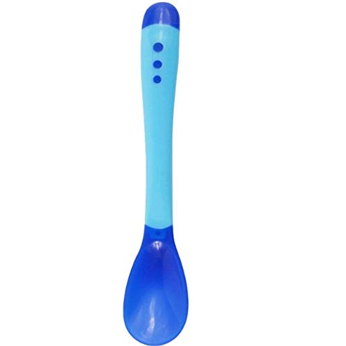Kwish Present Silicone Soft Head Sensitive Baby Feeding Spoon (Blue)