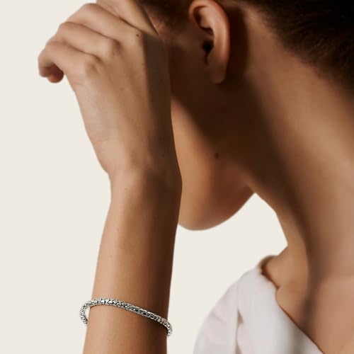 John Hardy Dot Collection, Women's Bracelet, 4.5MM 925-Sterling Silver, Luxury Women's Wrist Bracelet with Pusher Clasp4