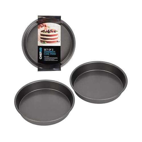 Chef Aid Non-Stick Round Cake Tins, Set of 2 Fixed Base Baking Pans, Durable Carbon Steel, Easy Clean, Ideal for Sponge Cakes, Cheesecakes and Desserts, Grey - Image 5