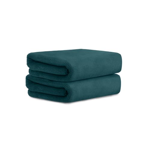 Image of HOUSSE Premium Hand Towel | Microfiber | Super Soft & Quick Dry | Home, Gym, Yoga, Fitness & Weight Lifting | Ultra Absorbent | 550GSM, 60x40cm [2-Pack] (Jungle Green)