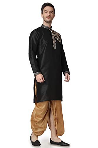 Aakrati Men's Tunic Art Silk Kurta Dhoti Set Indian Mens Designer Kurta Set4