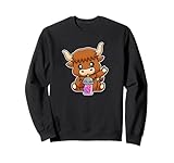 Photo Gallery kawaii boba bubble tea heifer scottish highland cow lover felpa Photo Gallery kawaii boba bubble tea heifer scottish highland cow lover felpa