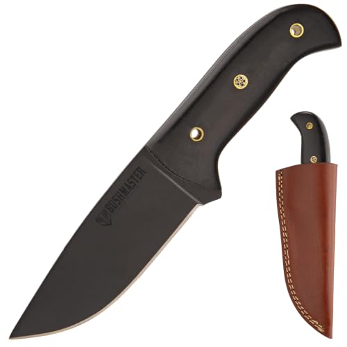 Bushmaster Compact Tactical Knife with Sheath - 1095 Carbon Steel Blade, Micarta Handle, Mosaic Pin Accent, Brass Inserts - Length 8 1/2"