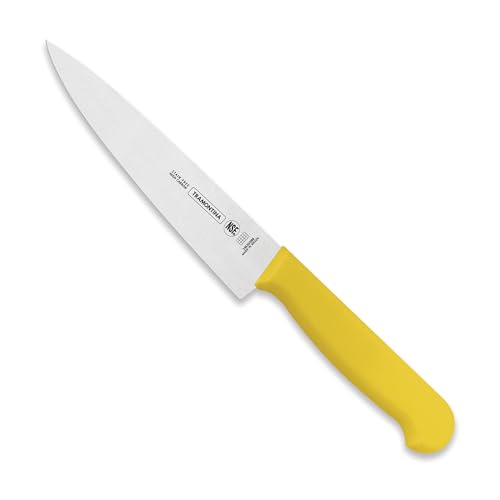 Image of TRAMONTINA Professional Meat /Chef Knife 20 cm | Stainless Steel Sub-Zero Treated Blade | Antimicrobial Yellow Polypropylene Handle | Heavy-Duty Butcher & Meat Processing Knife