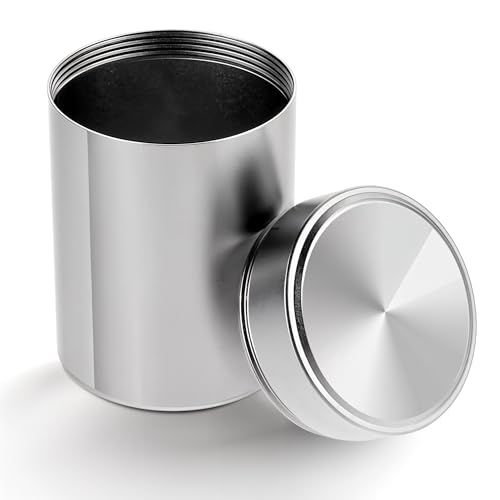 WLLHYF Portable Metal Small Pill Case, Round Aluminium Alloy Pill Holder Pocket Small Pill Box Waterproof Medicine Organizer Bottle Container for Travel Outdoor Vitamin Fish Oils(Silver)