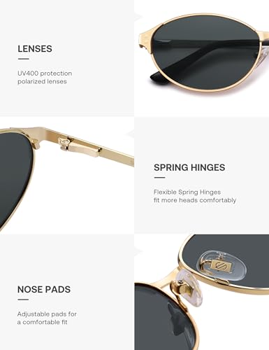 Image of SOJOS Retro Oval Polarized Sunglasses for Women Men, Trendy Chic Cat Eye 90s Y2K Sunnies SJ1266