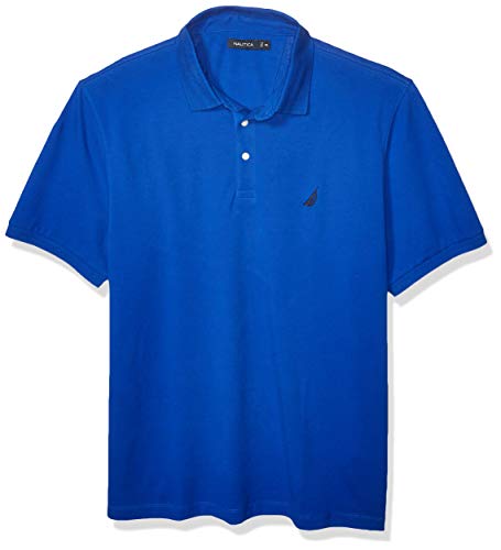 Nautica Men's Short Sleeve Solid Stretch Cotton Pique Polo Shirt, Bright Cobalt, XX-Large
