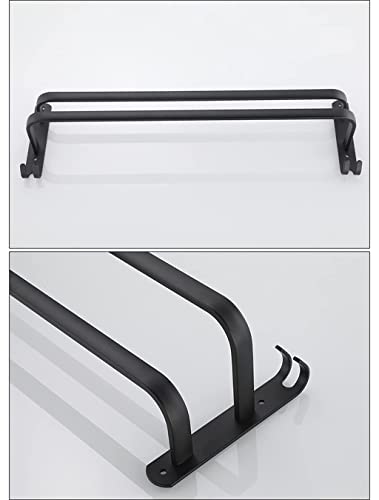 Toallero doble negro de aluminio de 60cm con ganchos para pared 5