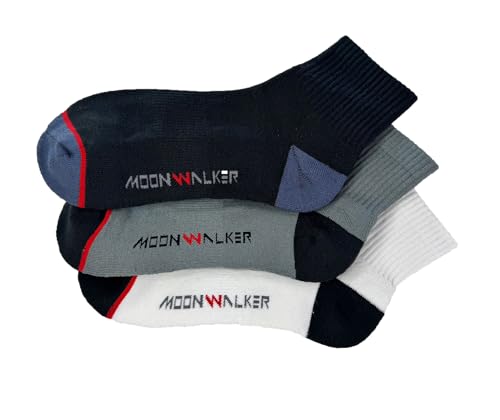 MoonWalker Extra Soft and Durable Quarter Crew Socks Made with KEMP (3-Pack)