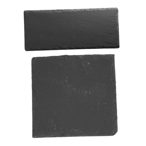 LIGIGWASH 2 Platos Llanos Bandeja De Frutas Plato De Piedra Plato De Piedra Tabla De Quesos Bandejas Cuadradas para Servir Tablas De Charcutería Filetes Color Negro Natural
