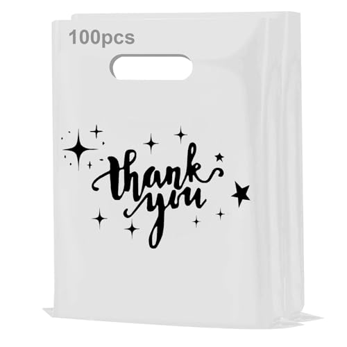 100 bolsas de regalo extra gruesas con agradecimiento (30 x 40 cm) - 2,36 millones (blanco)
