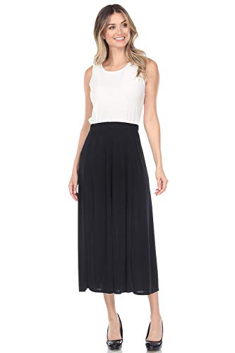 Jostar Women's Flare Midi Long Skirt - Elastic Waist Stretch Flowy Dress