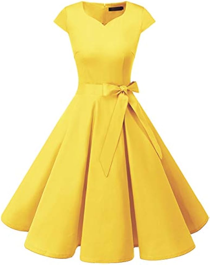 DRESSTELLS 1950s Dresses for Women, Vintage Dresses, 50s Retro Pinup Homecoming Dress with Sleeve Belt