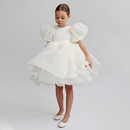 Flower Girl Dress for Wedding Toddler Girls Kids Puff Sleeve Tulle Tutu Babydoll Flare Ball Gown Birthday Princess Dresses3
