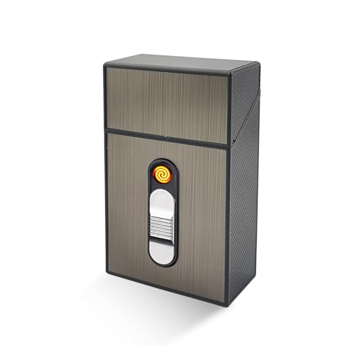 Mechero eléctrico, 2 en 1, pitillera con encendedor electrónico, para 20 cigarrillos normales, recargable, sin llama, con puerto USB, regalo para el día del padre para papá o el abuelo