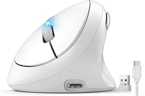 Souris ergonomique rechargeable au design blanc minimaliste et épuré