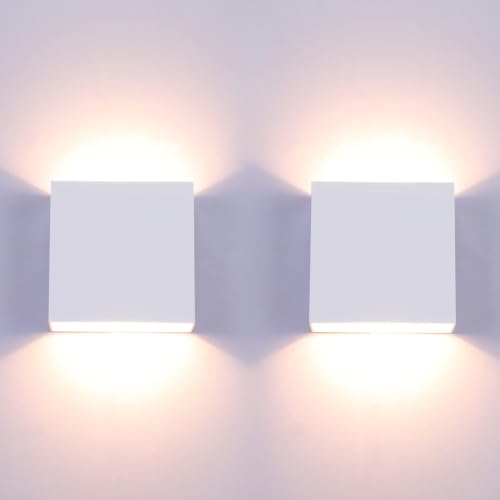 Image of Glighone 2Pcs LED Wall Lights Indoor, 6W White Up Down Wall Lamp, 3000K