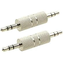 Duttek 3.5mm Male to Male Audio Adapter, Metal Silver 3 Pole 3.5mm Stereo Jack Adapter Audio Headphone Jack Coupler Connectors - 2 Pack
