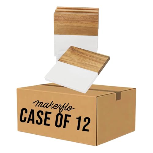 Makerflo acacia wood and marble coaster set