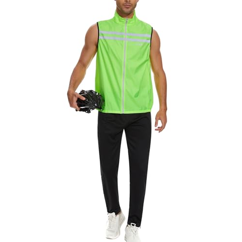 Image of bpbtti Men's Hi-Viz Safety Running Cycling Vest Sleeveless Windbreaker vests- Windproof and Reflective