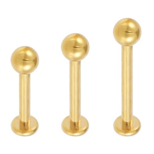 NewkeepsR 3 piezas - 1.2mm oro titanio fresco clásico Labret Studs piercing Monroe oreja Tragus Helix labio longitud 6/8/10mm